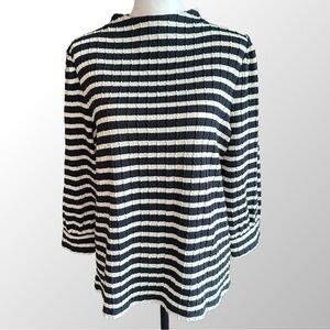 Talbots Top Women’s‎ Large Navy Blue & Ivory Striped Cable Knit Mock Turtleneck